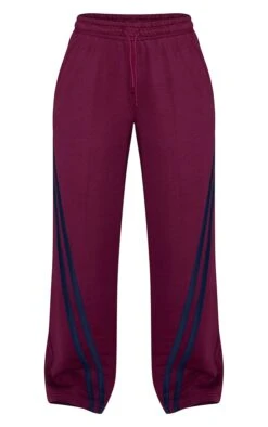 Burgundy Contrast Striped Wide Leg Sweatpants -Pretty Little Thing Shop 0d988e7719e9484c0cdd7ac28fc81dba8c5d2184 CNO1315 5 burgundy contrast striped wide leg joggers