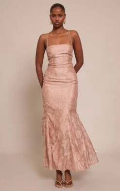 Prettylittlething Taupe Textured Lace Up Back Maxi Dress -Pretty Little Thing Shop 0da802b0e0c97c43ced941a5fef0dbddef54e893 CNO3771 3 taupe textured lace up back maxi dress