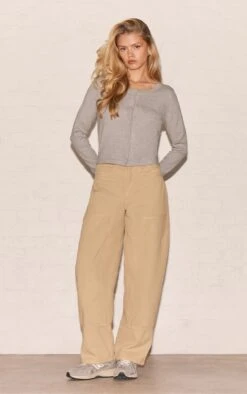 Prettylittlething Sand Carpenter Seam Detail Jeans