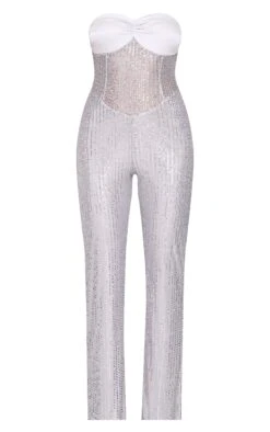 Prettylittlething Silver Sequin Bandeau Sheer Panel Jumpsuit -Pretty Little Thing Shop 0e321339961f9a24755e3e2839ab953684af26b8 cnk6981 5