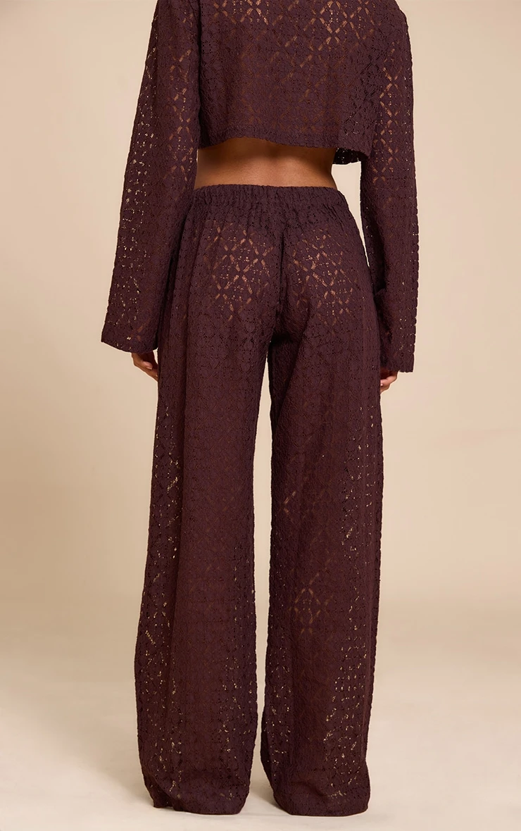Prettylittlething Brown Lace Straight Leg Pant 3 Prettylittlething Brown Lace Straight Leg Pant - Image 3