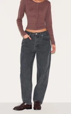 Prettylittlething Grey High Waist Mom Jeans