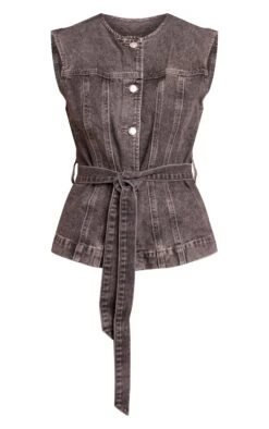 Prettylittlething Washed Grey Round Neck Cinch Belted Denim Top -Pretty Little Thing Shop 0f4be19a4fd8a8b6b3bc8cab4fd672cb30c4b237 CNN6615 5 mushroom round neck cinch belted denim top