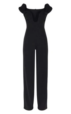Prettylittlething Black Woven Plunge Straight Leg Jumpsuit -Pretty Little Thing Shop 0f51cc6f78591be59118bec0fc7bba03916e9c83 CNL9262 5 black woven plunge straight leg jumpsuit