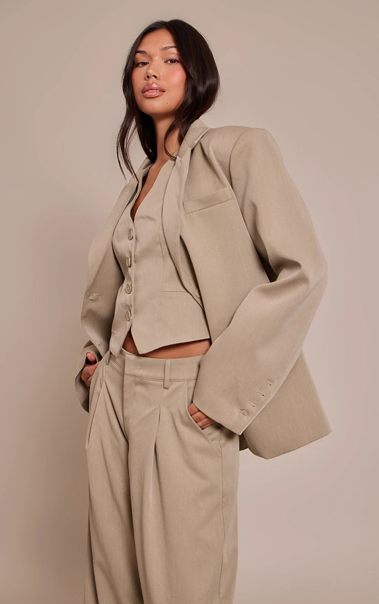 Grey Tailored Woven Oversized Dad Blazer 1 Grey Tailored Woven Oversized Dad Blazer