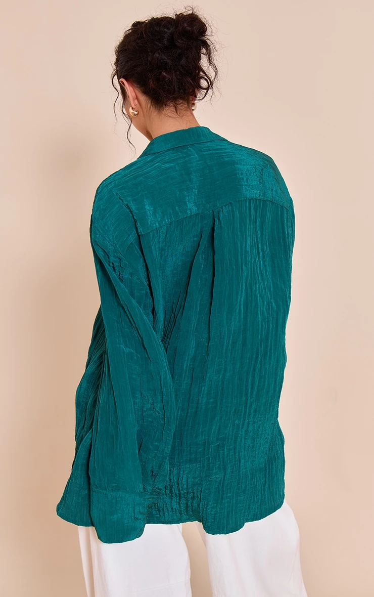 Prettylittlething Teal Textured Oversized Shirt 2 Prettylittlething Teal Textured Oversized Shirt - Image 2