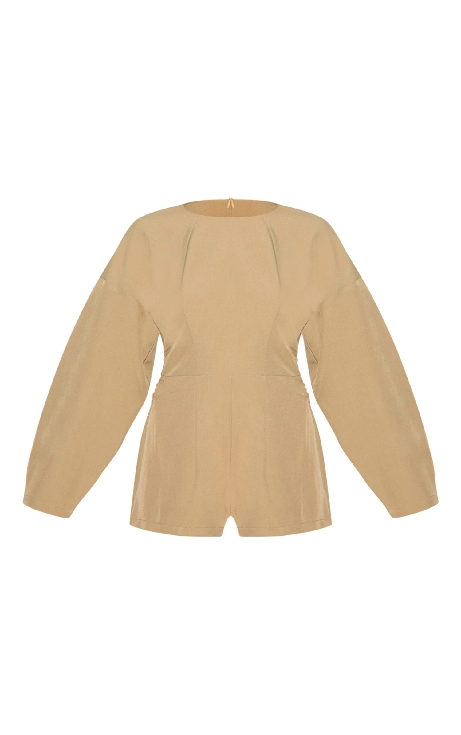 Prettylittlething Stone Tailored Woven High Neck Cocoon Sleeve Romper 5 Prettylittlething Stone Tailored Woven High Neck Cocoon Sleeve Romper - Image 5