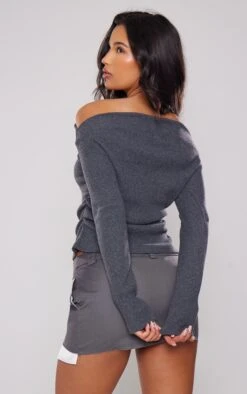 Prettylittlething Charcoal Brushed Rib Bardot Long Sleeved Top -Pretty Little Thing Shop 104cb063daff648bb34212d21cbed2a67244d552 cnh9616 2