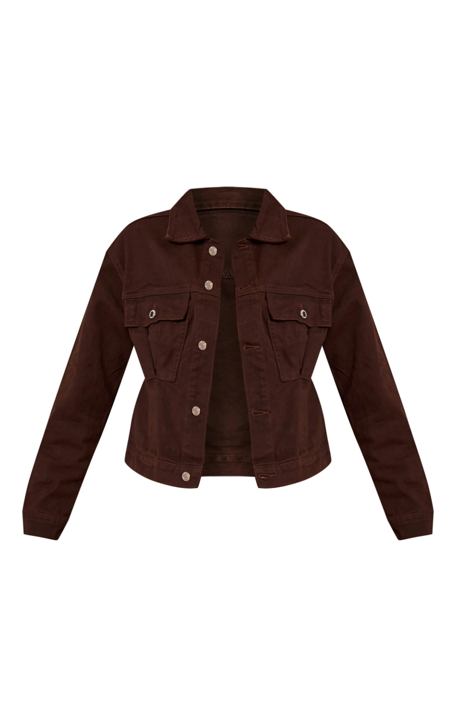 Prettylittlething Dark Chocolate Pleated Cinch Back Denim Jacket 5 Prettylittlething Dark Chocolate Pleated Cinch Back Denim Jacket - Image 5