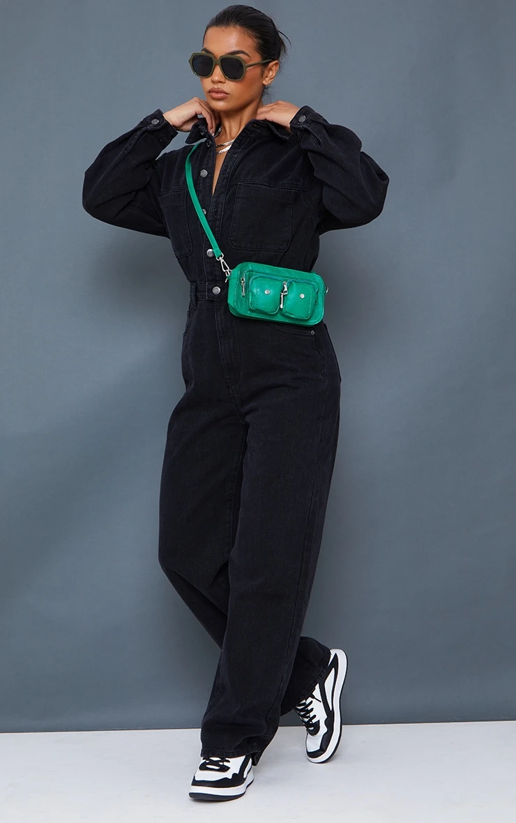 Prettylittlething Washed Black Oversized Denim Boilersuit 1 Prettylittlething Washed Black Oversized Denim Boilersuit