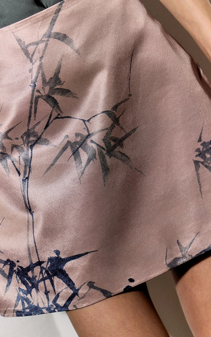 Prettylittlething Stone Printed Satin High Waisted Micro Mini Skirt - Image 5