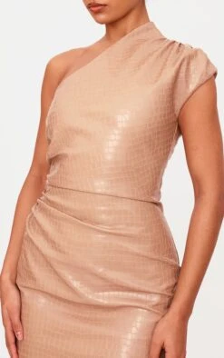 Prettylittlething PLT Label Taupe Croc Faux Leather Asymmetric Bodycon Dress -Pretty Little Thing Shop 10cbee4155f0b3854ef3d916ef09e25f3afff297 cnl5683 4