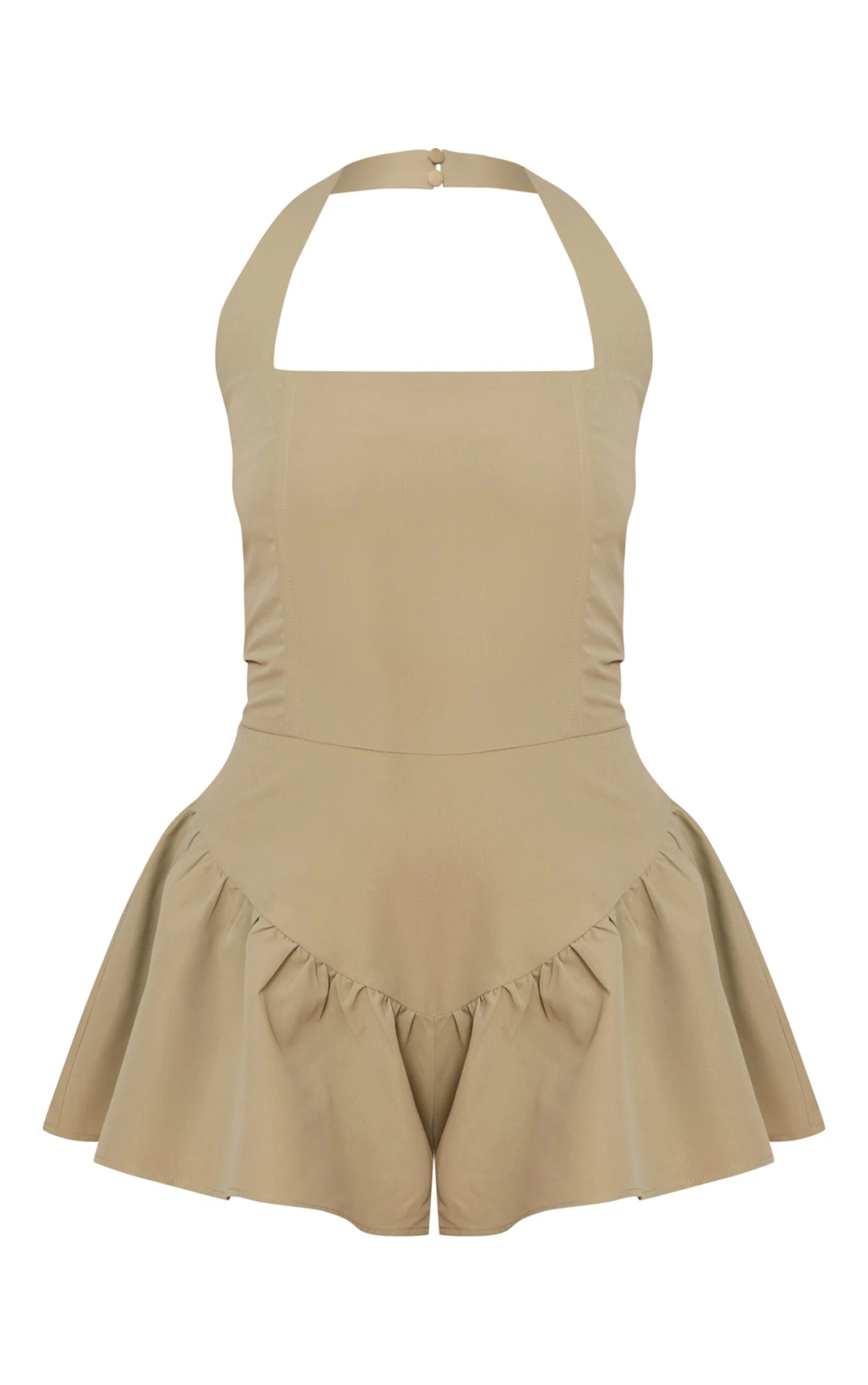 Prettylittlething Sage Halter Neck Drop Waist Floaty Romper 5 Prettylittlething Sage Halter Neck Drop Waist Floaty Romper - Image 5