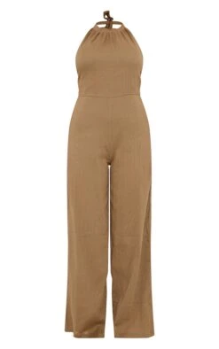 Taupe Textured Halterneck Low Back Jumpsuit -Pretty Little Thing Shop 117507ae625516ed51e89f43c7feb1a9db4dfe96 cnh7903 5