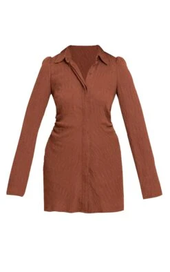 Prettylittlething Chocolate Textured Flared Sleeve Shirt Dress -Pretty Little Thing Shop 12260fb04f4d271bcce6b9c62e6e1ffc461744d3 CNN3833 5 chocolate textured flared sleeve shirt dress