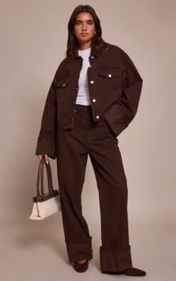 Dark Chocolate Turn Up Hem Jeans -Pretty Little Thing Shop 126c7a584de57018947914571e6498819838c5d5 CNO2668 4 dark chocolate turn up hem jeans