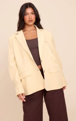 Prettylittlething Buttercream Super Boxy Sleeve Seam Detail Blazer