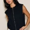 Prettylittlething Black Zip Up Utility Vest