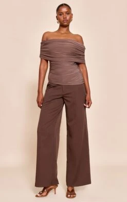 Prettylittlething Mushroom Double Layer Slinky Ruched Bardot Long Top -Pretty Little Thing Shop 13cd5487e9119f036c099e9871fa3d512dc1c22f CNN3151 3 mushroom double layer slinky ruched bardot long top