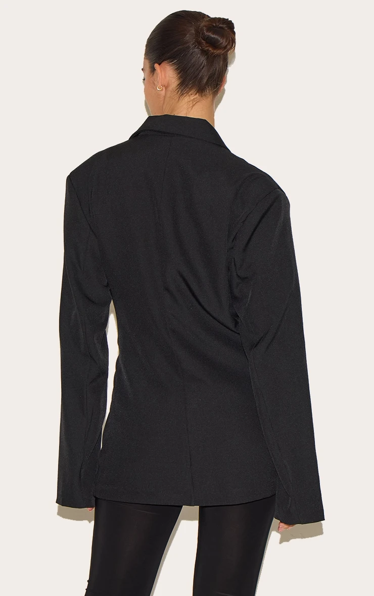 Prettylittlething Black Tie Front Structured Blazer 2 Prettylittlething Black Tie Front Structured Blazer - Image 2