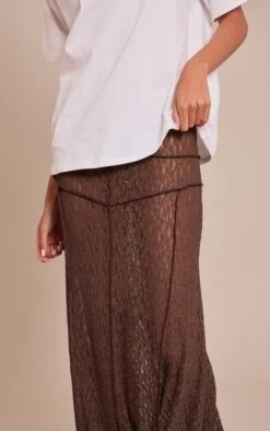 Prettylittlething Chocolate Lace Seam Detail Maxi Skirt -Pretty Little Thing Shop 140b10449eaf79c887484874a8c503c6bc6654bb CNN5321 4 chocolate lace seam detail maxi skirt