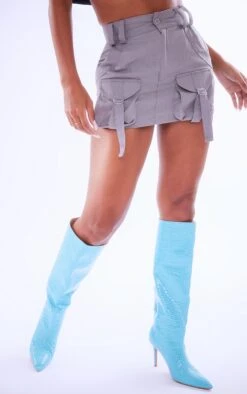 Prettylittlething Charcoal Cargo Pocket Detail Micro Mini Skirt