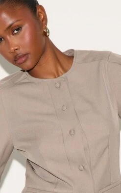 Prettylittlething Mushroom Tailored Cocoon Sleeve Cropped Blazer -Pretty Little Thing Shop 1436bd91b6e434d2e41ee67ed990de0c9e99351d CNL9710 4 mushroom tailored cocoon sleeve cropped blazer