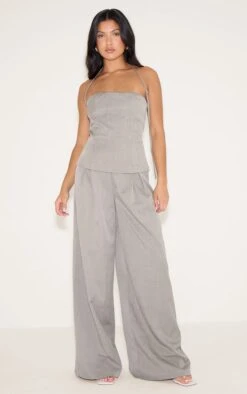 Prettylittlething Mocha Woven Tailored Halterneck Jumpsuit