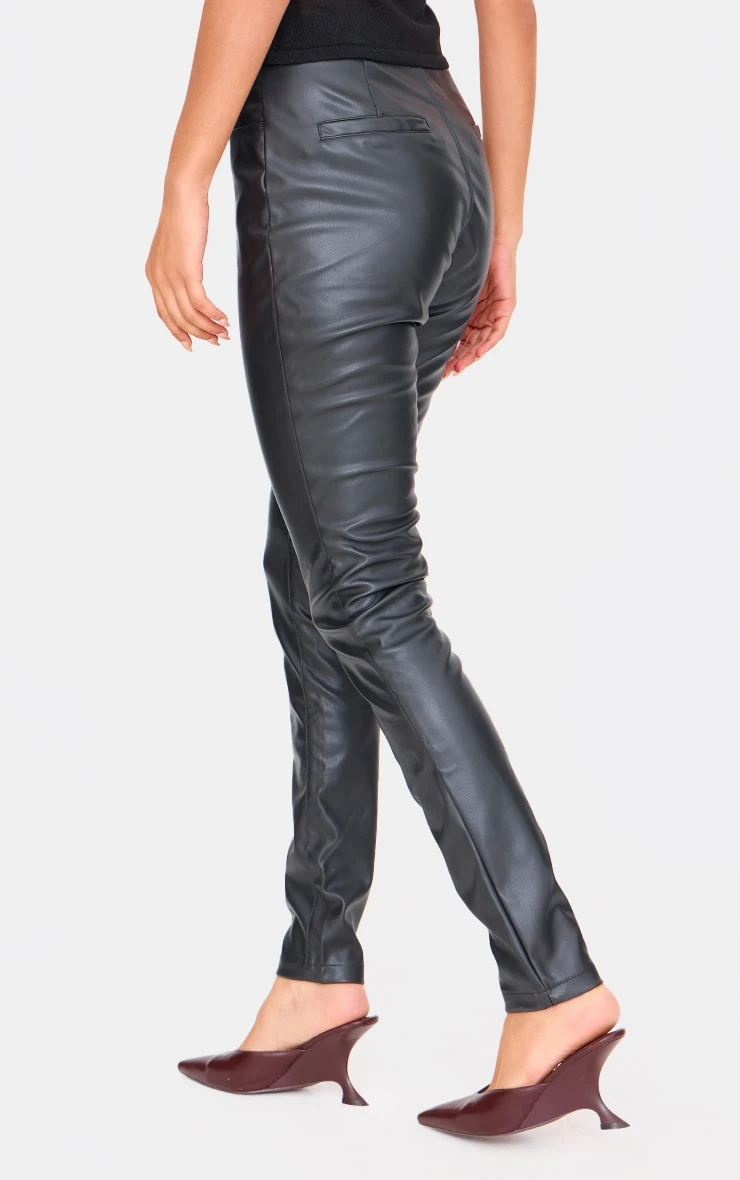 Prettylittlething Black Button Up Faux Leather Skinny Pants 3 Prettylittlething Black Button Up Faux Leather Skinny Pants - Image 3