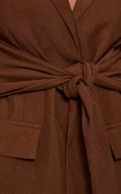 Prettylittlething Shape Chocolate Tie Detail Cinched Waist Blazer -Pretty Little Thing Shop 1452e3869b33449f04783f3c9ddb7de3b981a6ff CNO4696 4 shape chocolate tie detail cinched waist blazer