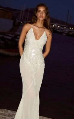 Prettylittlething Butter Cream Sequin Detail Shift Dress