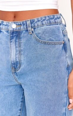 PRETTYLITTLETHING Mid Blue Wash High Waist Mom Jeans -Pretty Little Thing Shop 146a5c89b6727bbae6c7668b72ec27bf8e8c94a8 CNL6140 4 prettylittlething mid blue wash high waist mom jeans