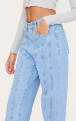 Prettylittlething Light Blue Wash Seam Detail Straight Leg Jean -Pretty Little Thing Shop 1486bd5703152779f2c4ff5e97ca2396b22b92da cnl5332 4