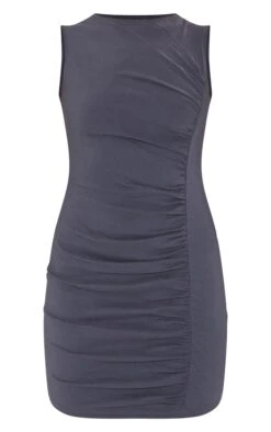 Prettylittlething Charcoal Stretch Woven Ruched Bodycon Dress -Pretty Little Thing Shop 1513b7a88c340516bde3acf6f7c05c92390d6551 CNM3156 5 charcoal stretch woven ruched bodycon dress