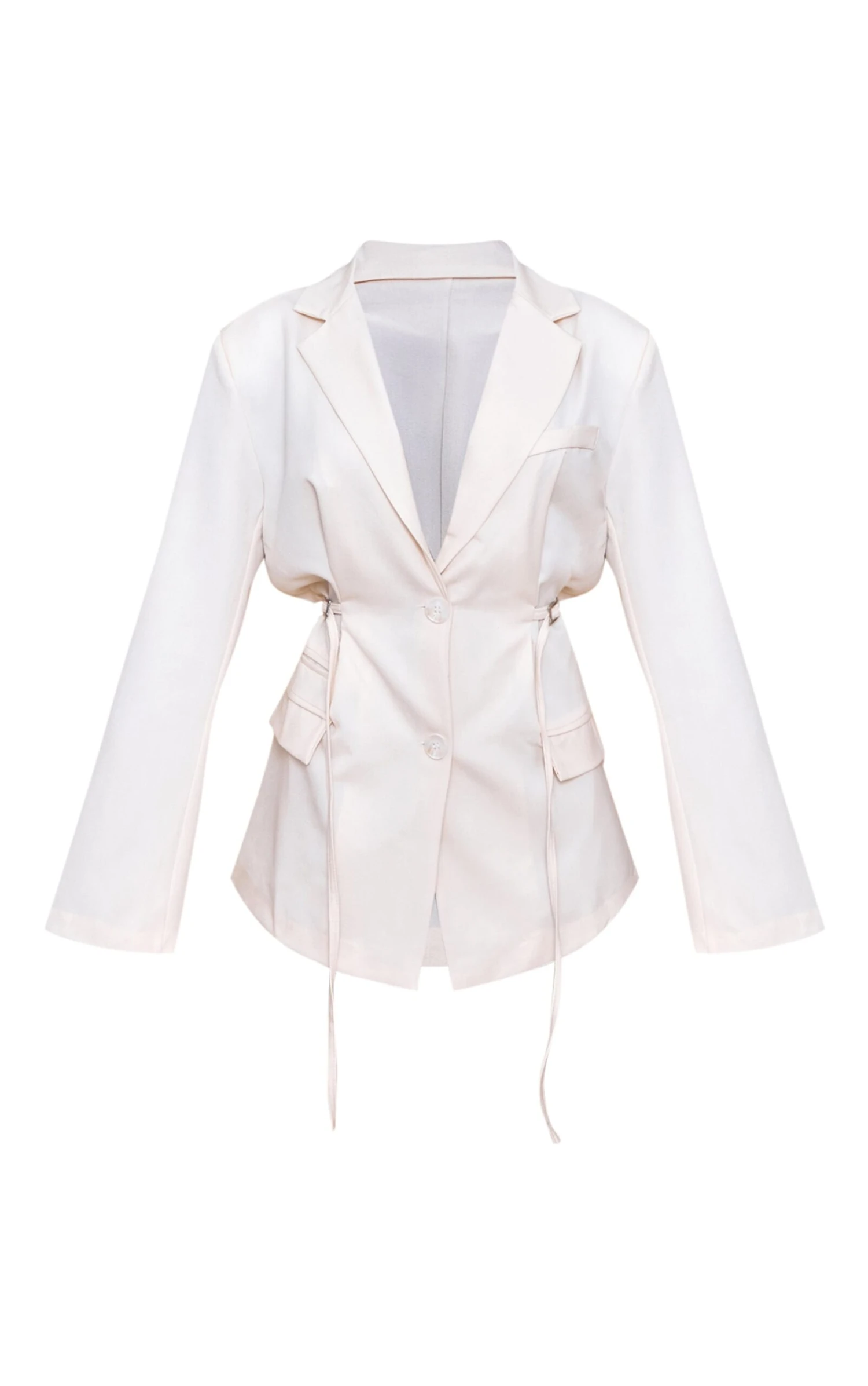 Prettylittlething Ecru Belt Detail Blazer 5 Prettylittlething Ecru Belt Detail Blazer - Image 5