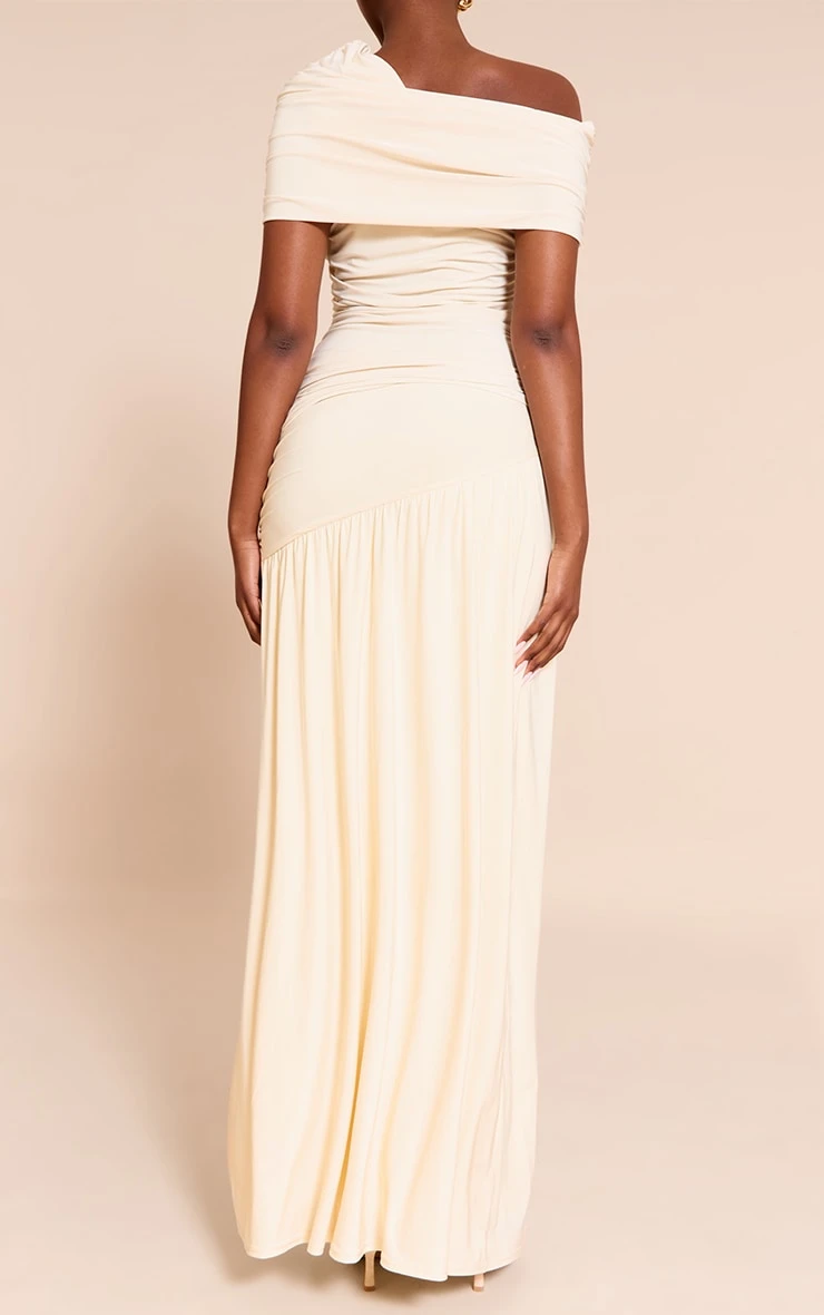 Prettylittlething Cream Double Layer Slinky Drop Waist Slit Maxi Skirt 3 Prettylittlething Cream Double Layer Slinky Drop Waist Slit Maxi Skirt - Image 3
