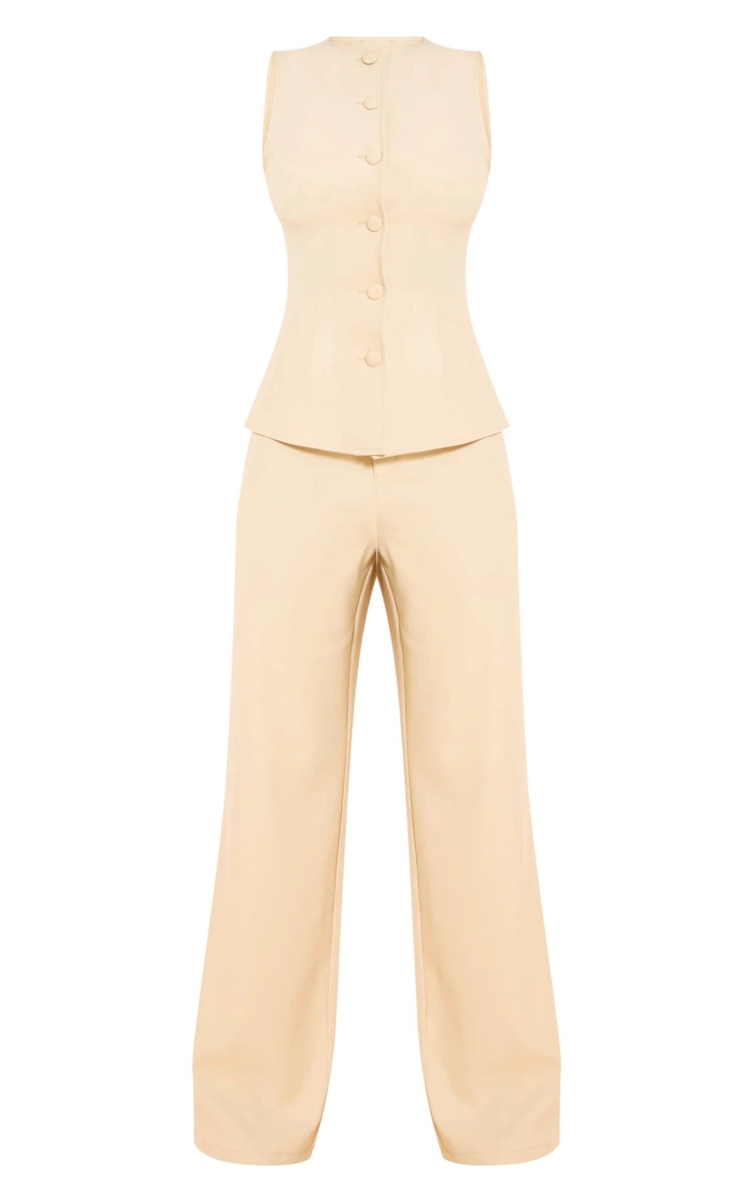 Prettylittlething Lemon High Neck Vest Straight Leg Jumpsuit 5 Prettylittlething Lemon High Neck Vest Straight Leg Jumpsuit - Image 5