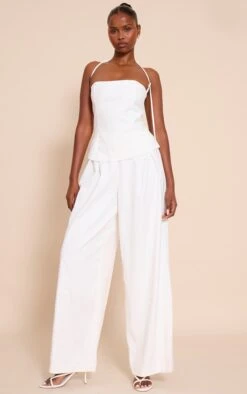 Prettylittlething White Woven Tailored Halterneck Jumpsuit