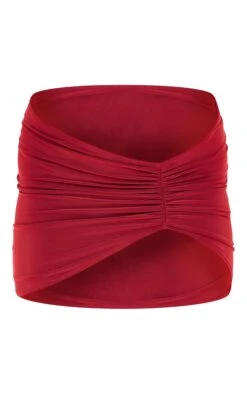 Prettylittlething Premium Burgundy Double Layer Slinky Ruched Twist Micro Mini Skirt -Pretty Little Thing Shop 15cf9cfb52f21918457499fed66040d291e21cda cni9327 6