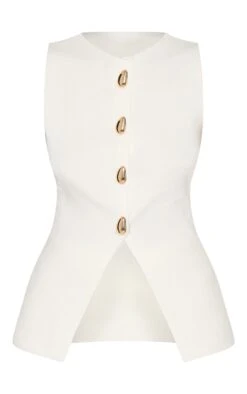 Prettylittlething Cream Compact Knit Button Up Vest -Pretty Little Thing Shop 1691f91b5172022f660f32a28d49a373708d23ec CNM7651 5 cream compact knit button up waistcoat