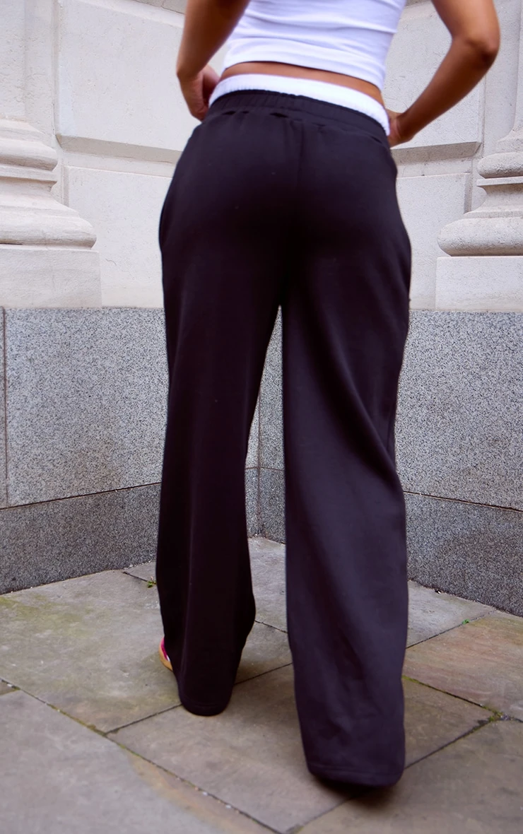 Prettylittlething Black Boxer Waistband Wide Leg Sweat Sweatpants 3 Prettylittlething Black Boxer Waistband Wide Leg Sweat Sweatpants - Image 3