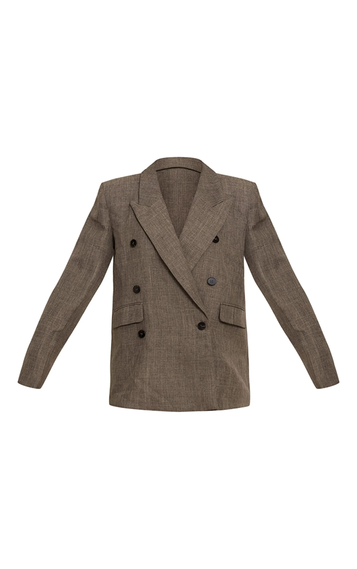Prettylittlething PLT Label Chocolate Brown Textured Double Breasted Blazer 5 Prettylittlething PLT Label Chocolate Brown Textured Double Breasted Blazer - Image 5
