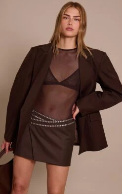 Prettylittlething PLT Label Chocolate Mesh Bodysuit -Pretty Little Thing Shop 1743163421a8f9d240d6bd57925f0599dcd880da CNO7012 4 plt label chocolate mesh bodysuit