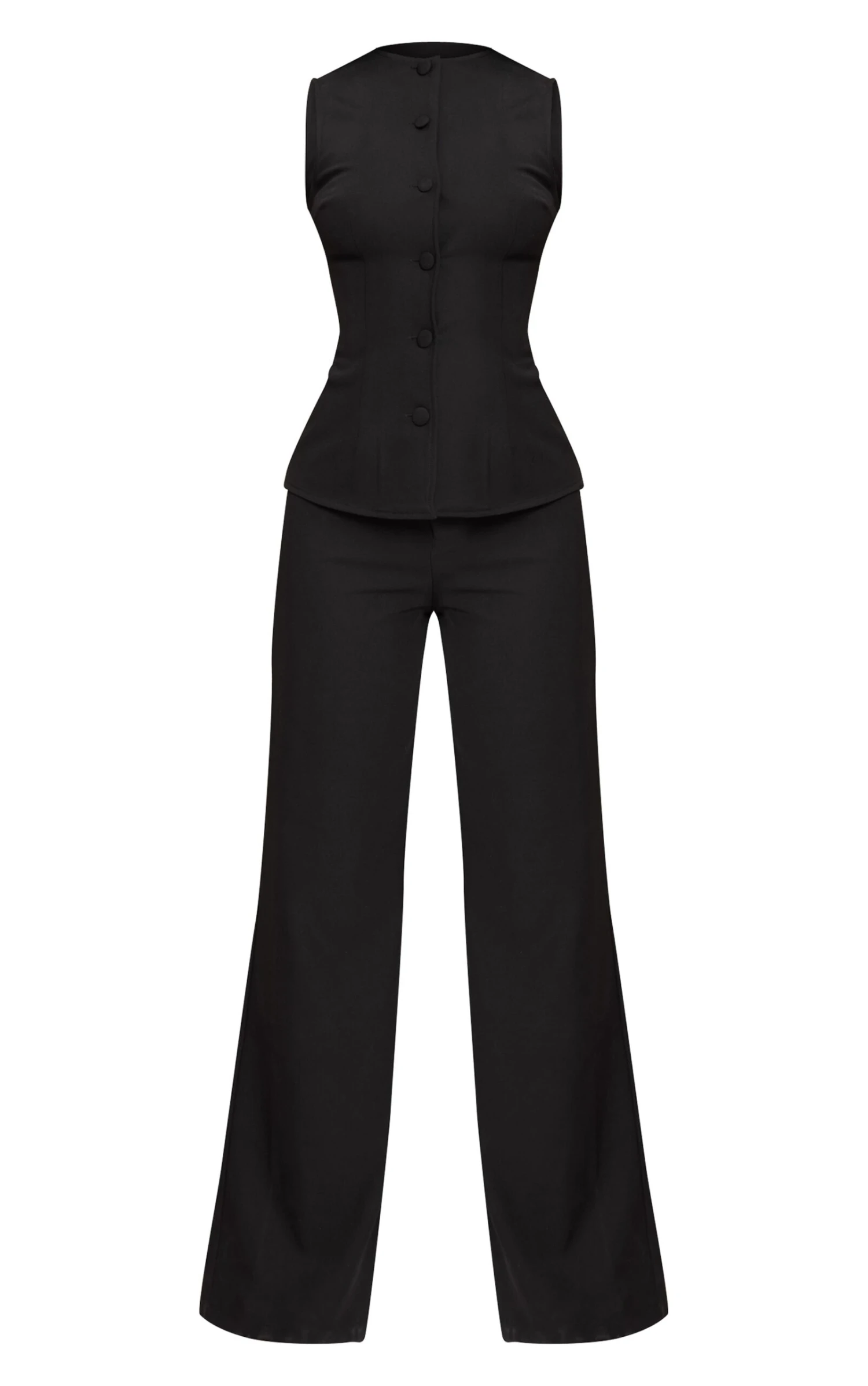 Prettylittlething Black High Neck Vest Straight Leg Jumpsuit 5 Prettylittlething Black High Neck Vest Straight Leg Jumpsuit - Image 5