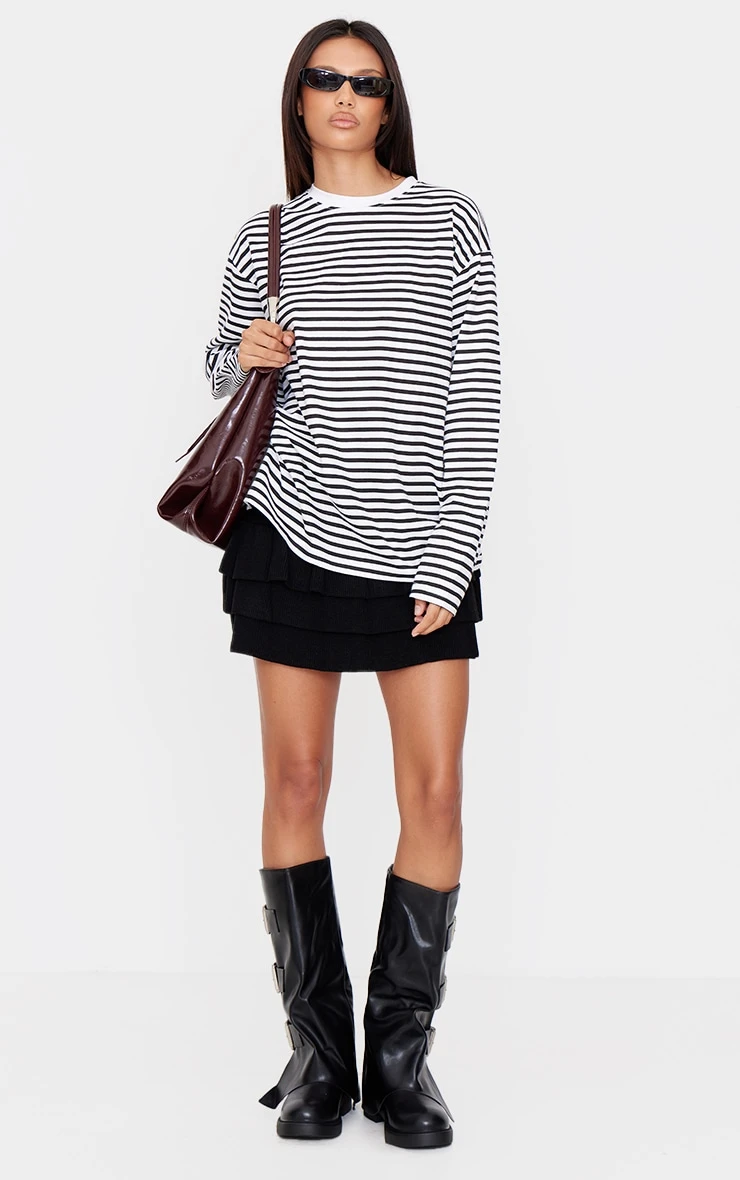 Prettylittlething Black Textured Knit Rara Mini Skirt 1 Prettylittlething Black Textured Knit Rara Mini Skirt