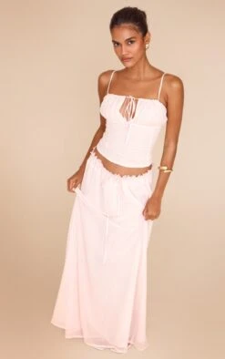 Prettylittlething Pink Chiffon Floaty Maxi Skirt