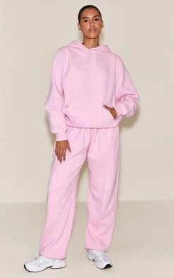 Pink Pintuck Oversized Cuffed Sweatpant