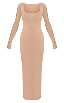 Oatmeal Square Neck Knitted Maxi Dress -Pretty Little Thing Shop 181b9abd2ec615ad48b75915f7594638e094b651 CNO2568 5 oatmeal square neck knitted midi dress