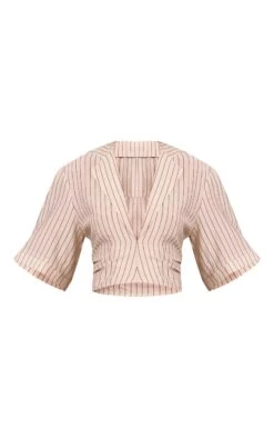 Stone Pinstripe Lightweight Woven Twist Cropped Shirt 9 Stone Pinstripe Lightweight Woven Twist Cropped Shirt -Pretty Little Thing Shop 181f6f7942a477b4a552407b8d8bd4f0092090b1 CNO1555 5 stone pinstripe lightweight woven twist cropped shirt