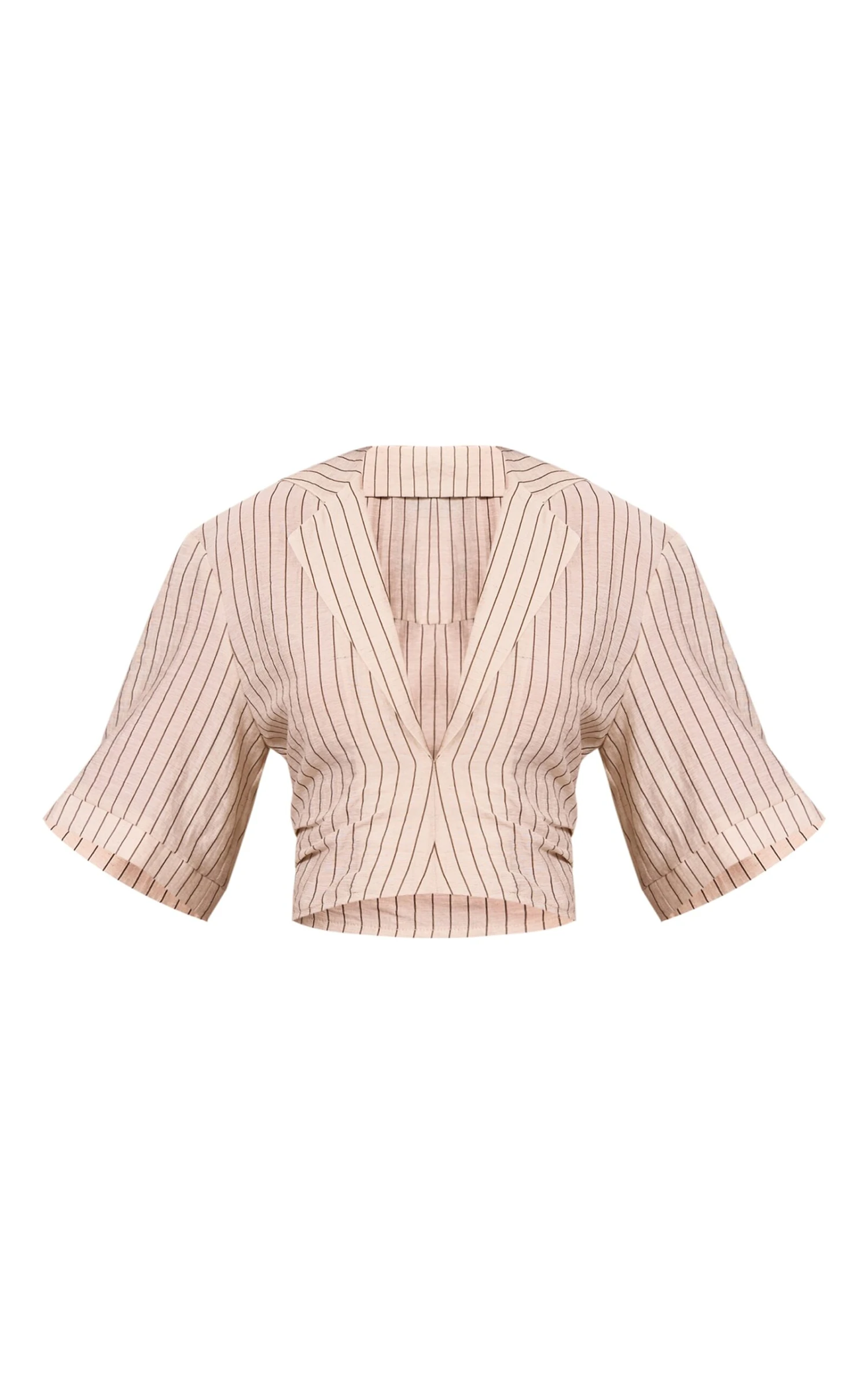 Stone Pinstripe Lightweight Woven Twist Cropped Shirt 5 Stone Pinstripe Lightweight Woven Twist Cropped Shirt - Image 5